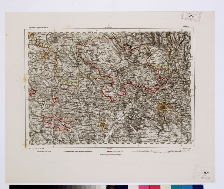 (N:14922) REYMANN'S TOPOGRAPHISCHER SPECIAL KARTE VON MITTEL EUROPA - COBURG F 183 (B0012288) Carte e stampe antiche: riproduzione a colori su carta (formato A1)