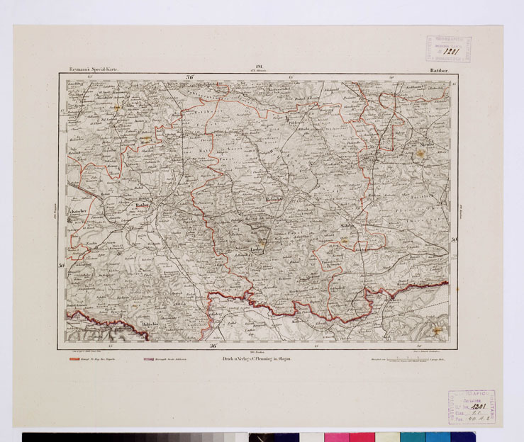 (N:15106) REYMANN'S TOPOGRAPHISCHER SPECIAL KARTE VON MITTEL EUROPA - RATIBOR F 191 (B0012296) Carte e stampe antiche: riproduzione a colori su carta (formato A1)