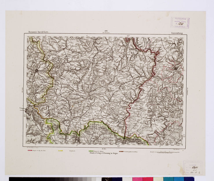 (N:15041) REYMANN'S TOPOGRAPHISCHER SPECIAL KARTE VON MITTEL EUROPA - LUXEMBURG F 197 (B0012306) Carte e stampe antiche: riproduzione a colori su carta (formato A1)