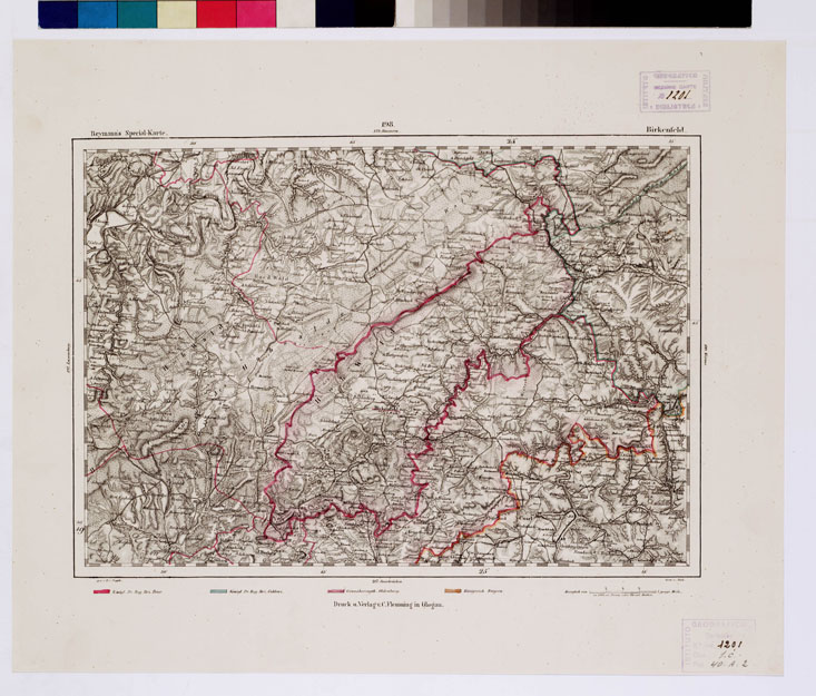 (N:14891) REYMANN'S TOPOGRAPHISCHER SPECIAL KARTE VON MITTEL EUROPA - BIRKENFELD F 198 (B0012307) Carte e stampe antiche: riproduzione a colori su carta (formato A1)