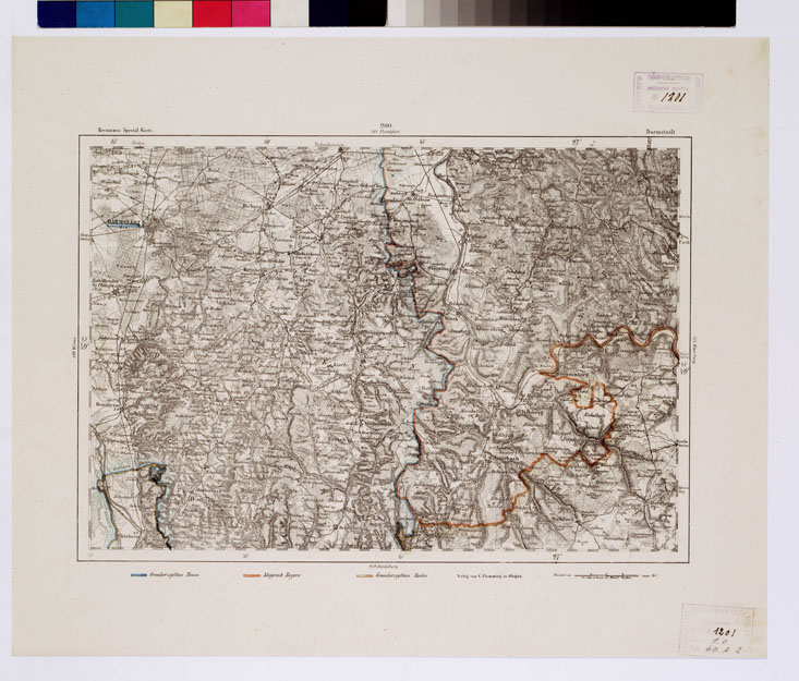(N:14929) REYMANN'S TOPOGRAPHISCHER SPECIAL KARTE VON MITTEL EUROPA - DARMSTADT F 200 (B0012309) Carte e stampe antiche: riproduzione a colori su carta (formato A1)