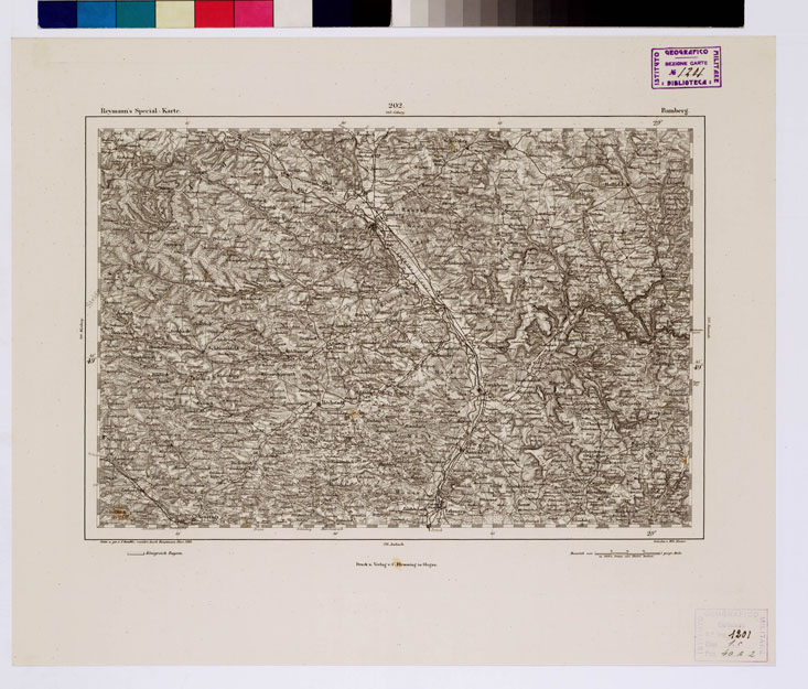 (N:14882) REYMANN'S TOPOGRAPHISCHER SPECIAL KARTE VON MITTEL EUROPA - BAMBERG F 202 (B0012311) Carte e stampe antiche: riproduzione a colori su carta (formato A1)
