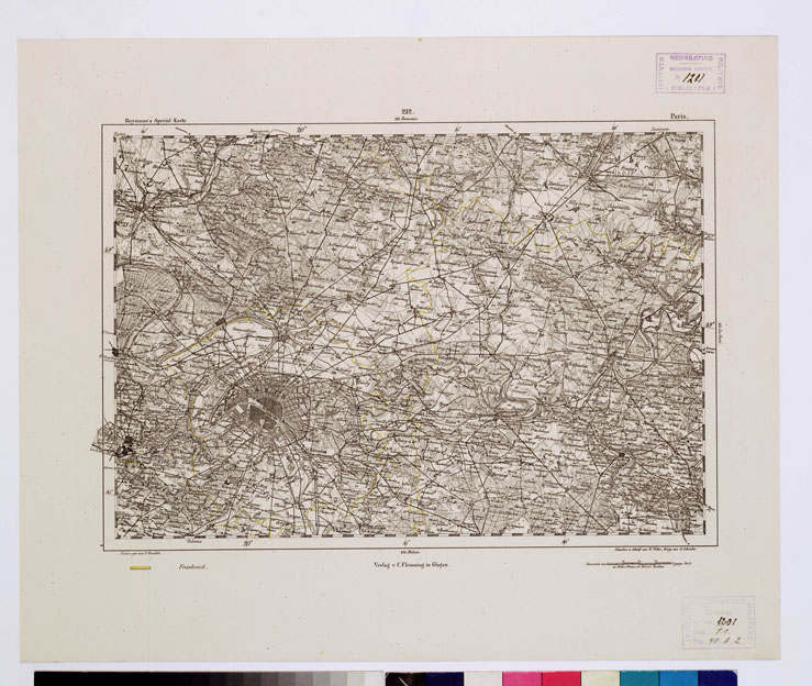 (N:15083) REYMANN'S TOPOGRAPHISCHER SPECIAL KARTE VON MITTEL EUROPA - PARIS F 212 (B0012324) Carte e stampe antiche: riproduzione a colori su carta (formato A1)