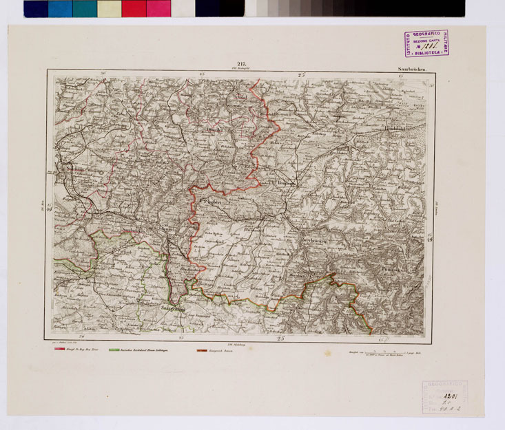 (N:15123) REYMANN'S TOPOGRAPHISCHER SPECIAL KARTE VON MITTEL EUROPA - SAARBRUCKEN F 217 (B0012329) Carte e stampe antiche: riproduzione a colori su carta (formato A1)