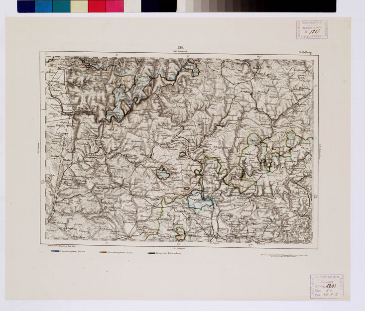 (N:14977) REYMANN'S TOPOGRAPHISCHER SPECIAL KARTE VON MITTEL EUROPA - HEIDELBERG F 219 (B0012331) Carte e stampe antiche: riproduzione a colori su carta (formato A1)