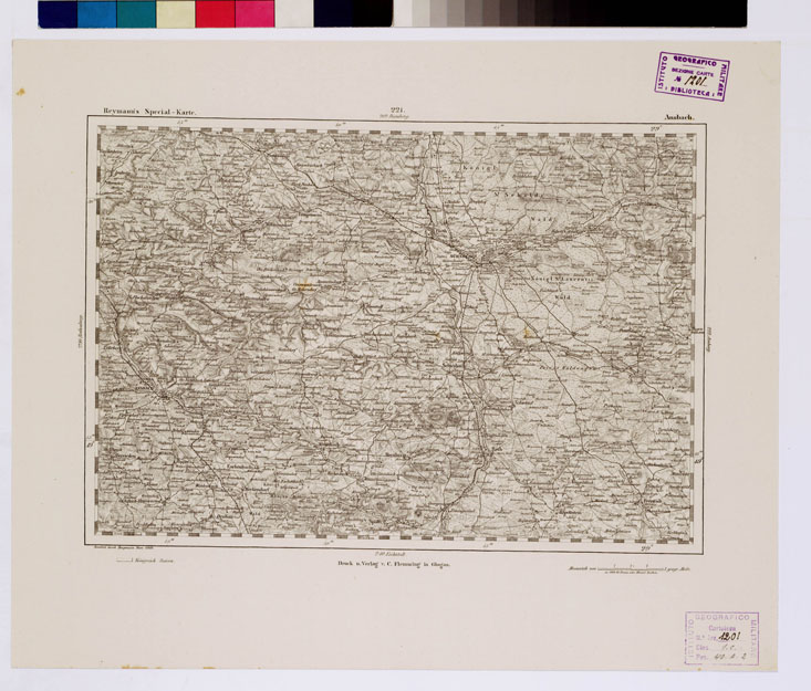 (N:14874) REYMANN'S TOPOGRAPHISCHER SPECIAL KARTE VON MITTEL EUROPA - ANSBACH F 221 (B0012333) Carte e stampe antiche: riproduzione a colori su carta (formato A1)