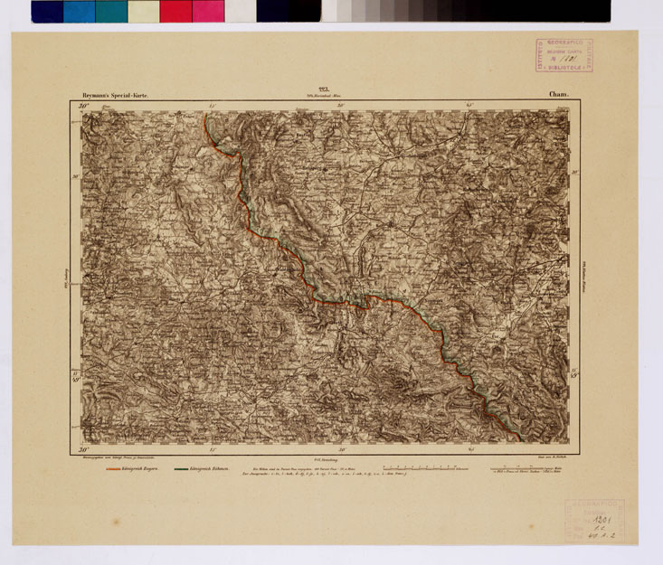 (N:14915) REYMANN'S TOPOGRAPHISCHER SPECIAL KARTE VON MITTEL EUROPA - CHAM F 223 (B0012335) Carte e stampe antiche: riproduzione a colori su carta (formato A1)