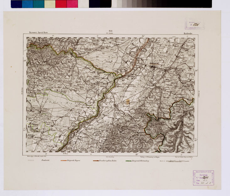 (N:14996) REYMANN'S TOPOGRAPHISCHER SPECIAL KARTE VON MITTEL EUROPA - KARLSRUHE F 237 (B0012347) Carte e stampe antiche: riproduzione a colori su carta (formato A1)