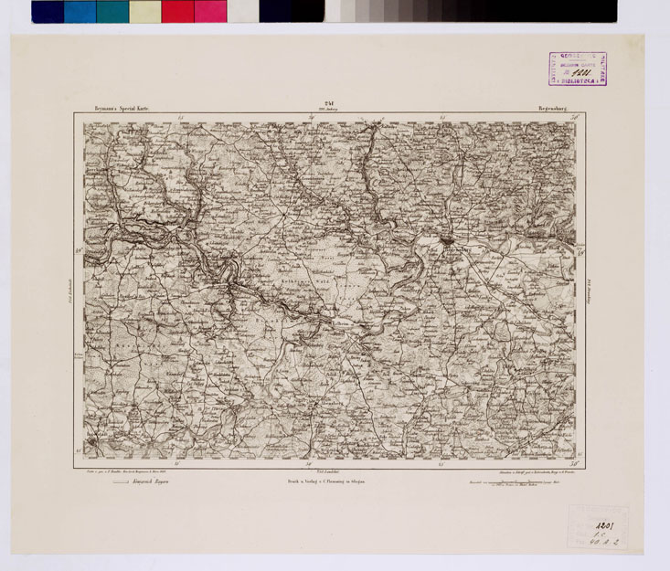 (N:15109) REYMANN'S TOPOGRAPHISCHER SPECIAL KARTE VON MITTEL EUROPA - REGENSBURG F 241 (B0012351) Carte e stampe antiche: riproduzione a colori su carta (formato A1)
