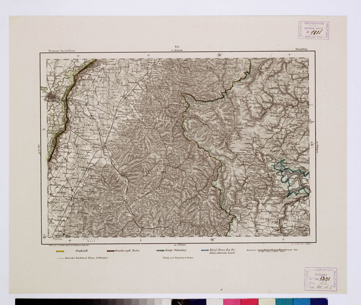 (N:15156) REYMANN'S TOPOGRAPHISCHER SPECIAL KARTE VON MITTEL EUROPA - STRASSBURG F 254 (B0012358) Carte e stampe antiche: riproduzione a colori su carta (formato A1)