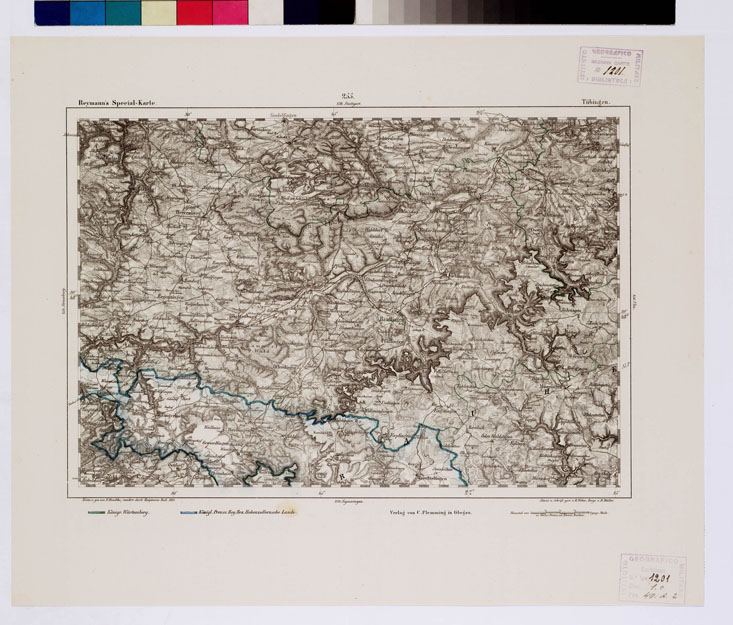 (N:15173) REYMANN'S TOPOGRAPHISCHER SPECIAL KARTE VON MITTEL EUROPA - TUBINGEN F 255 (B0012359) Carte e stampe antiche: riproduzione a colori su carta (formato A1)