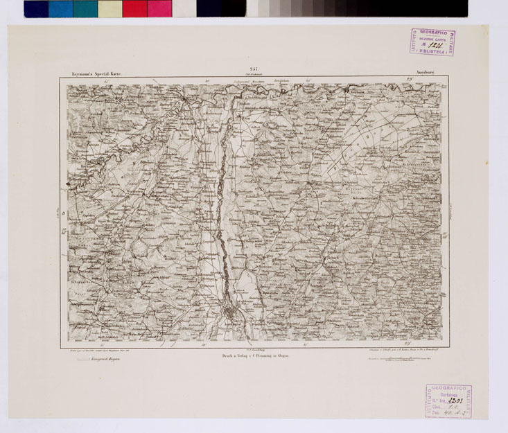 (N:14880) REYMANN'S TOPOGRAPHISCHER SPECIAL KARTE VON MITTEL EUROPA - AUGSBURG F 257 (B0012361) Carte e stampe antiche: riproduzione a colori su carta (formato A1)