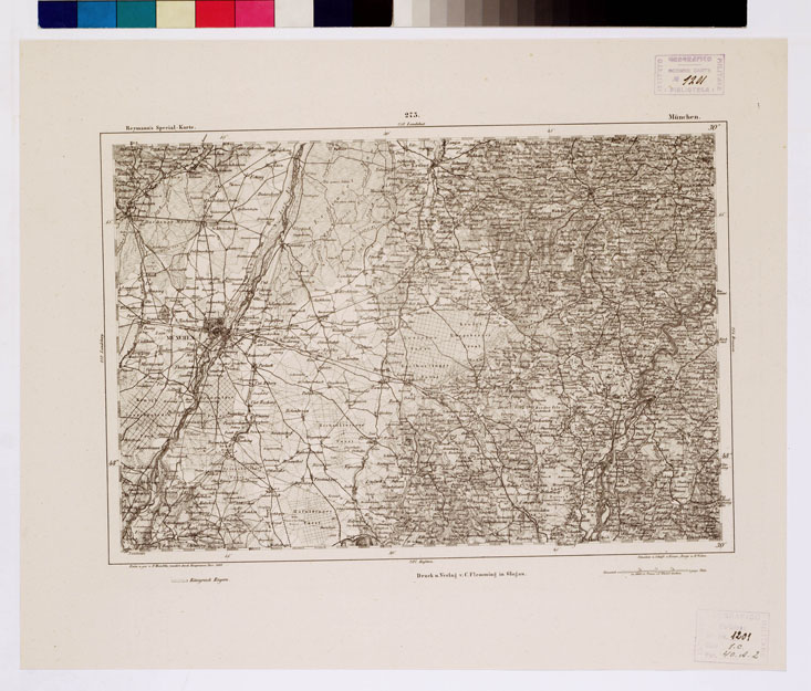 (N:15061) REYMANN'S TOPOGRAPHISCHER SPECIAL KARTE VON MITTEL EUROPA - MUNCHEN F 273 (B0012371) Carte e stampe antiche: riproduzione a colori su carta (formato A1)
