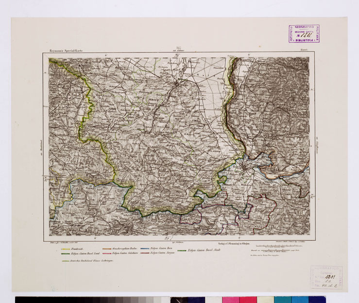 (N:14885) REYMANN'S TOPOGRAPHISCHER SPECIAL KARTE VON MITTEL EUROPA - BASEL F 282 (B0012374) Carte e stampe antiche: riproduzione a colori su carta (formato A1)