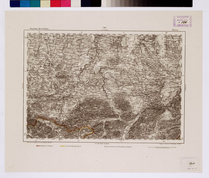 (N:14954) REYMANN'S TOPOGRAPHISCHER SPECIAL KARTE VON MITTEL EUROPA - FUSSEN F 286 (B0012377) Carte e stampe antiche: riproduzione a colori su carta (formato A1)