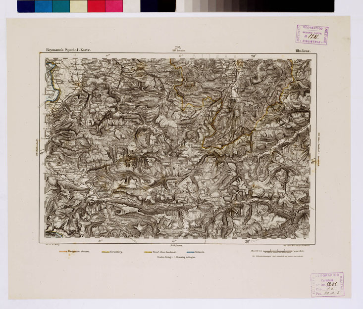 (N:14893) REYMANN'S TOPOGRAPHISCHER SPECIAL KARTE VON MITTEL EUROPA - BLUDENZ F 297 (B0012379) Carte e stampe antiche: riproduzione a colori su carta (formato A1)