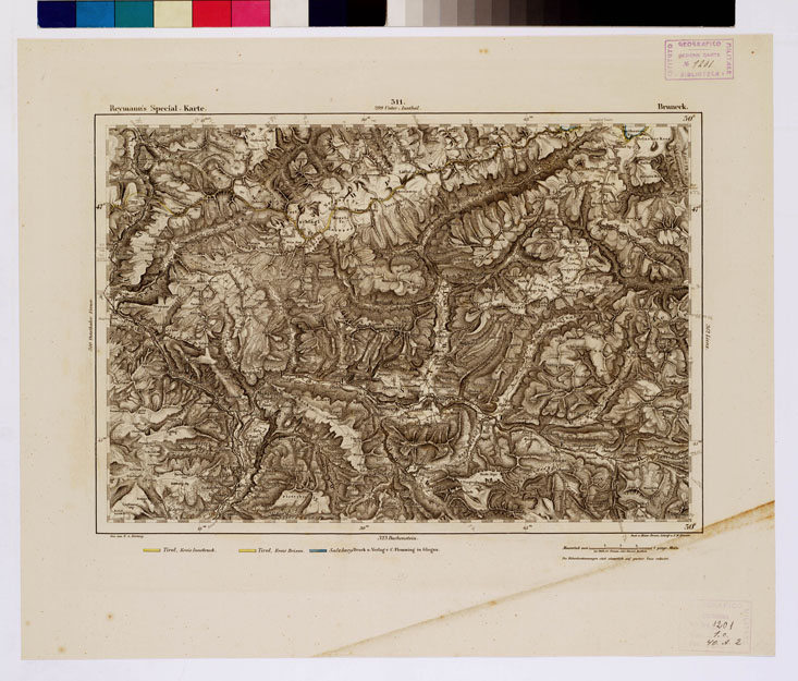 (N:14903) REYMANN'S TOPOGRAPHISCHER SPECIAL KARTE VON MITTEL EUROPA - BRUNECK F 311 (B0012383) Carte e stampe antiche: riproduzione a colori su carta (formato A1)