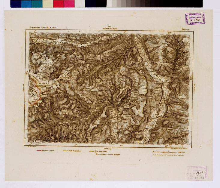 (N:14894) REYMANN'S TOPOGRAPHISCHER SPECIAL KARTE VON MITTEL EUROPA - BOTZEN F 322 (B0012385) Carte e stampe antiche: riproduzione a colori su carta (formato A1)