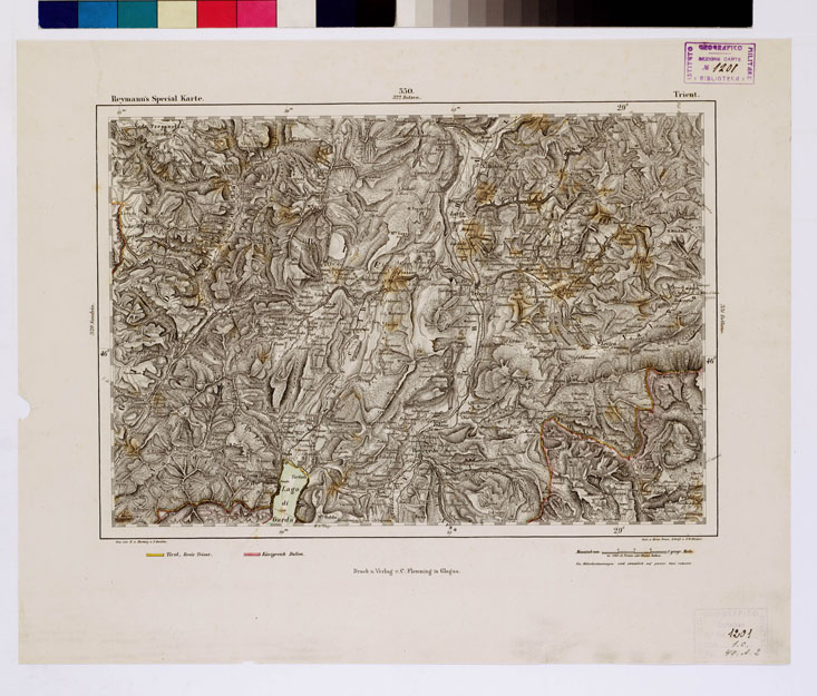 (N:15171) REYMANN'S TOPOGRAPHISCHER SPECIAL KARTE VON MITTEL EUROPA - TRIENT F 330 (B0012387) Carte e stampe antiche: riproduzione a colori su carta (formato A1)