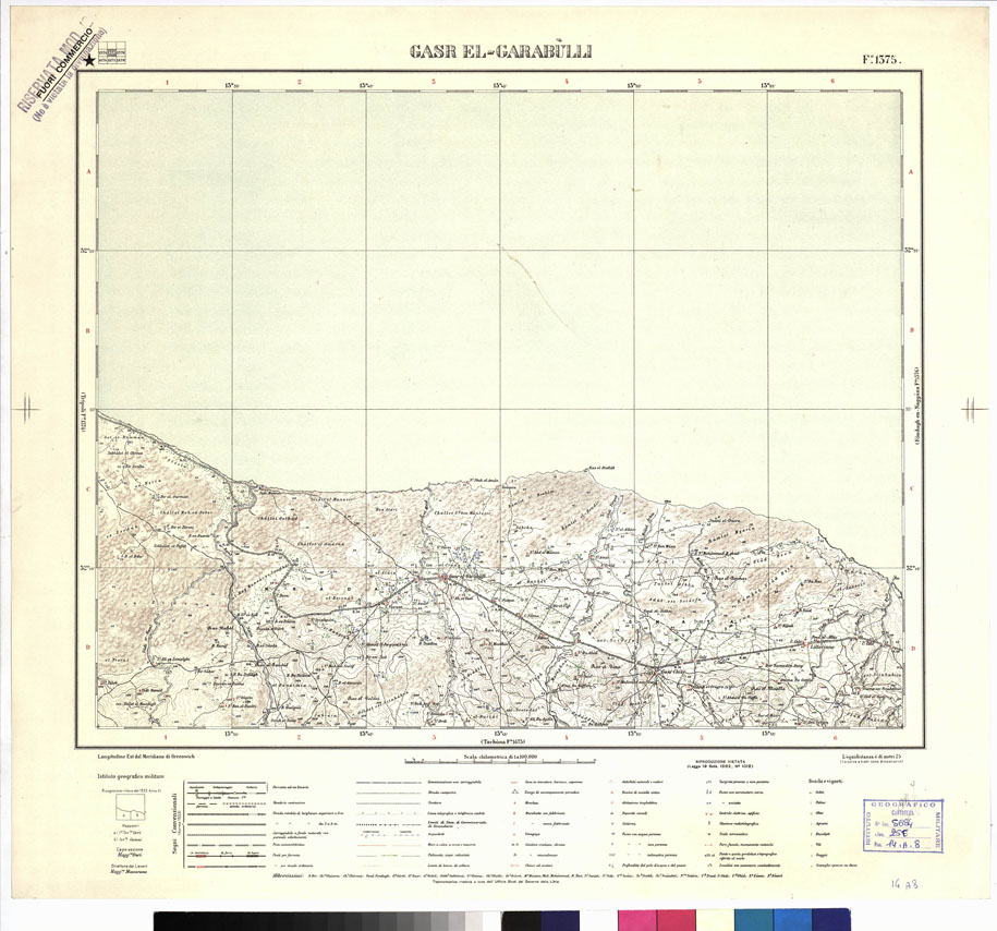 (N:3379) CARTA DELLA LIBIA VARIE EDIZIONI - GASR EL GARABULLI Foglio 1375 (B0012390) Carte e stampe antiche: riproduzione a colori su carta (formato A1)