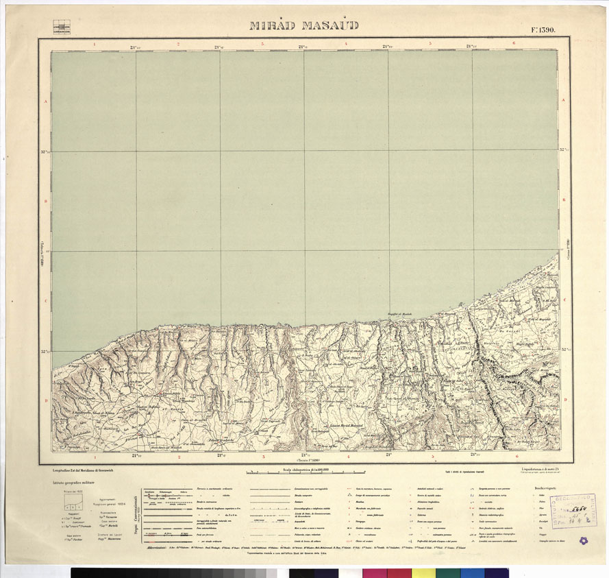 (N:3392) CARTA DELLA LIBIA VARIE EDIZIONI - MIRAD MASAUD Foglio 1390 (B0012392) Carte e stampe antiche: riproduzione a colori su carta (formato A1)