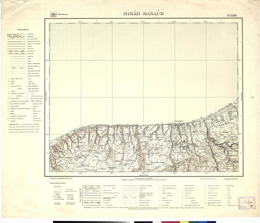 (N:3394) CARTA DELLA LIBIA VARIE EDIZIONI - MIRAD MASAUD Foglio 1390 (B0012394) Carte e stampe antiche: riproduzione a colori su carta (formato A1)