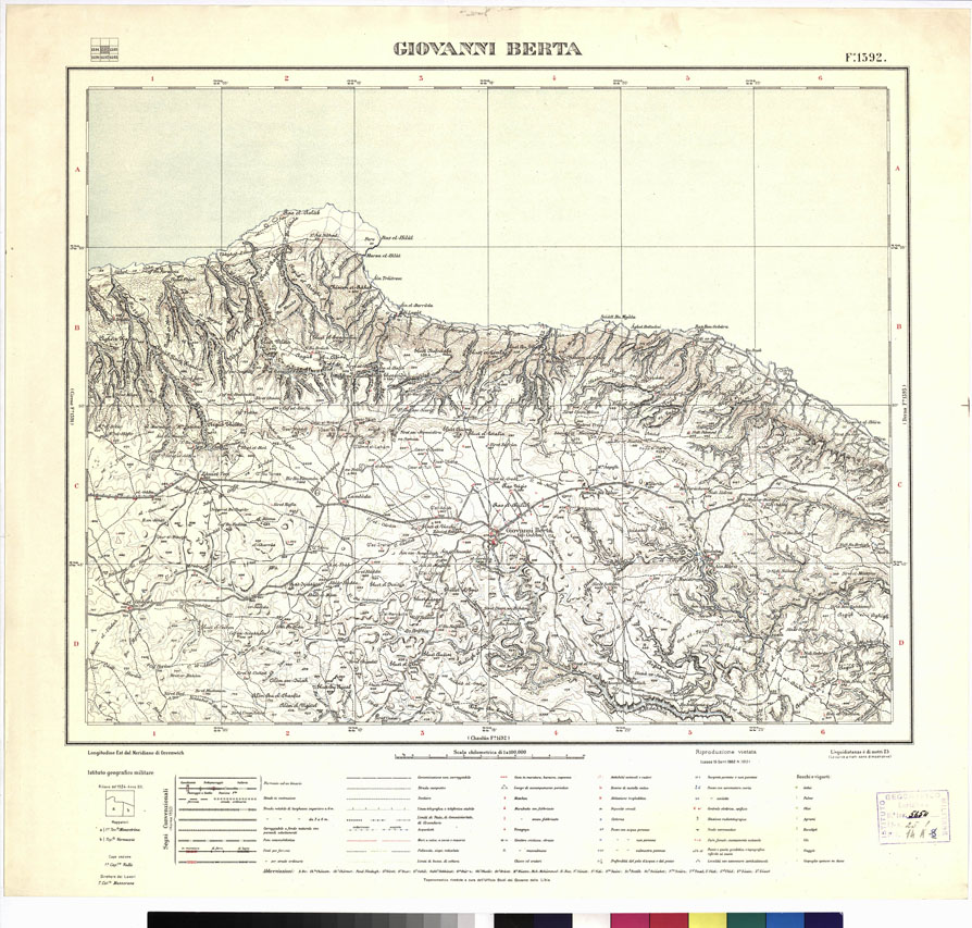 (N:3386) CARTA DELLA LIBIA VARIE EDIZIONI - GIOVANNI BERTA Foglio 1392 (B0012396) Carte e stampe antiche: riproduzione a colori su carta (formato A1)