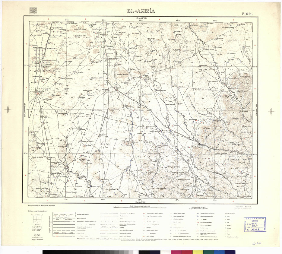(N:3367) CARTA DELLA LIBIA VARIE EDIZIONI - EL AZIZIA Foglio 1474 (B0012400) Carte e stampe antiche: riproduzione a colori su carta (formato A1)