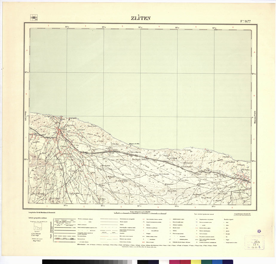 (N:3413) CARTA DELLA LIBIA VARIE EDIZIONI - ZLITEN Foglio 1477 (B0012403) Carte e stampe antiche: riproduzione a colori su carta (formato A1)