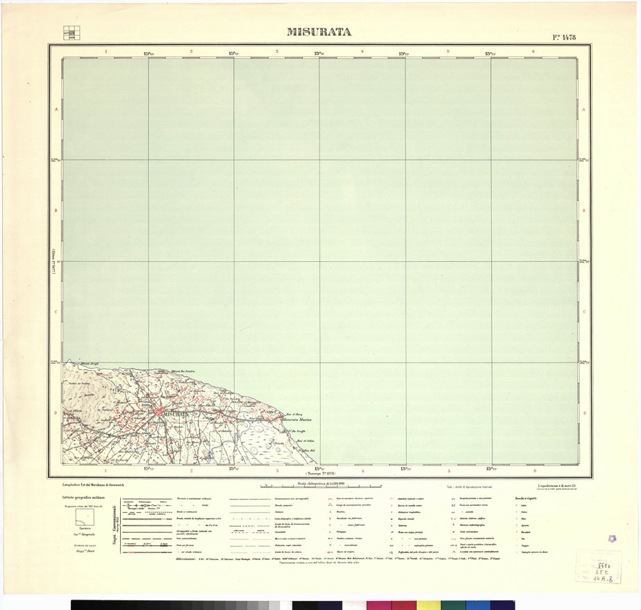 (N:3395) CARTA DELLA LIBIA VARIE EDIZIONI - MISURATA Foglio 1478 (B0012404) Carte e stampe antiche: riproduzione a colori su carta (formato A1)