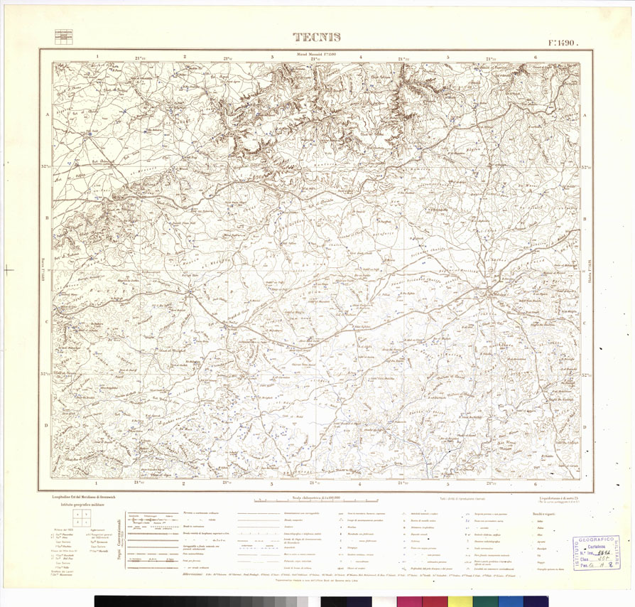 (N:3406) CARTA DELLA LIBIA VARIE EDIZIONI - TECNIS Foglio 1490 (B0012406) Carte e stampe antiche: riproduzione a colori su carta (formato A1)