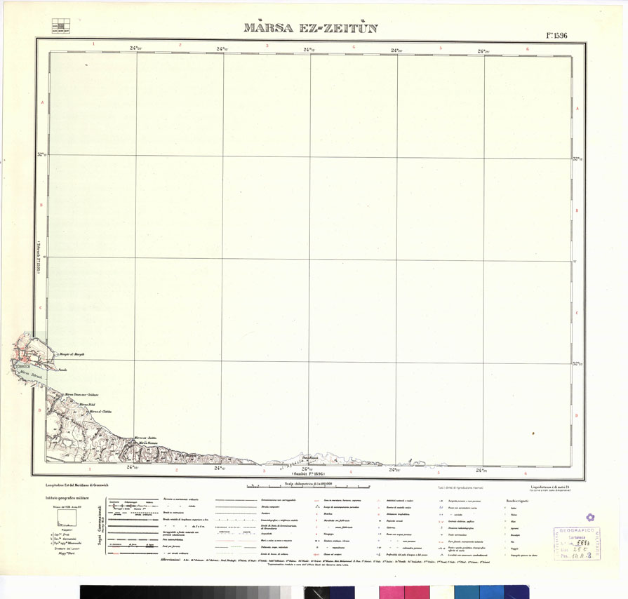 (N:3390) CARTA DELLA LIBIA VARIE EDIZIONI - MARSA EZ - ZEITUN Foglio 1596 (B0012424) Carte e stampe antiche: riproduzione a colori su carta (formato A1)