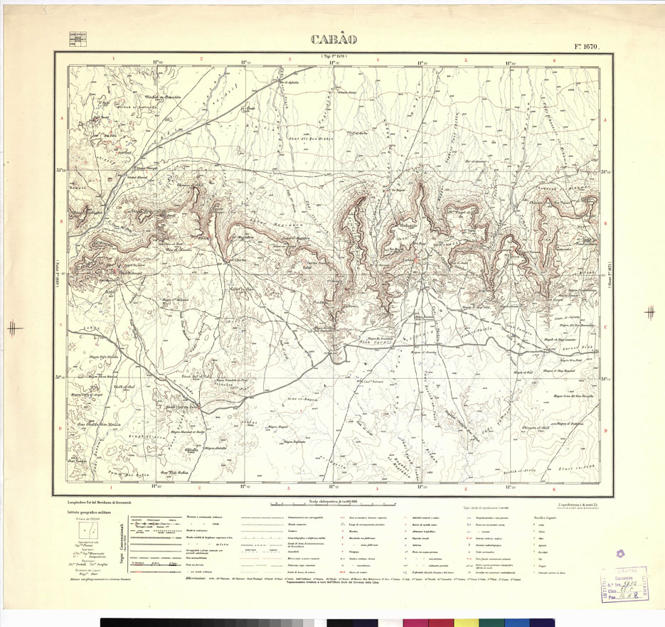 (N:3359) CARTA DELLA LIBIA VARIE EDIZIONI - CABAO Foglio 1670 (B0012427) Carte e stampe antiche: riproduzione a colori su carta (formato A1)