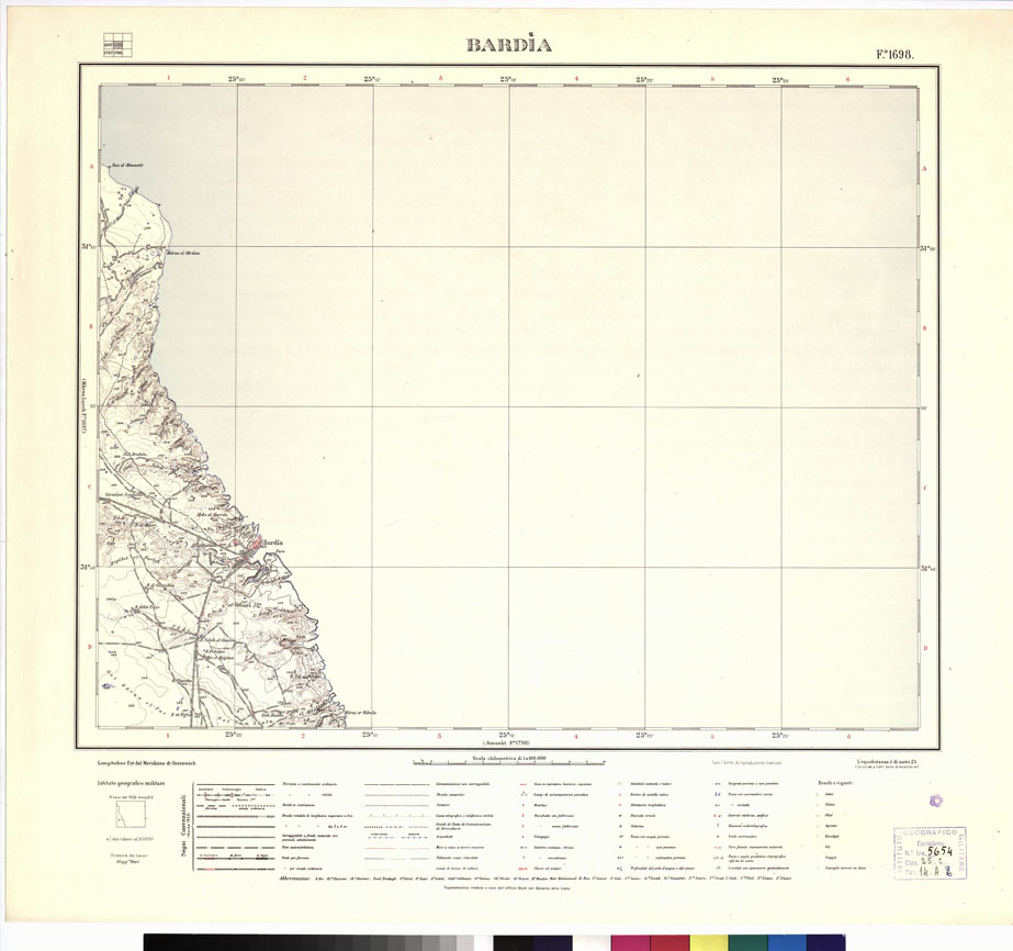 (N:3342) CARTA DELLA LIBIA VARIE EDIZIONI - BARDIA Foglio 1698 (B0012433) Carte e stampe antiche: riproduzione a colori su carta (formato A1)