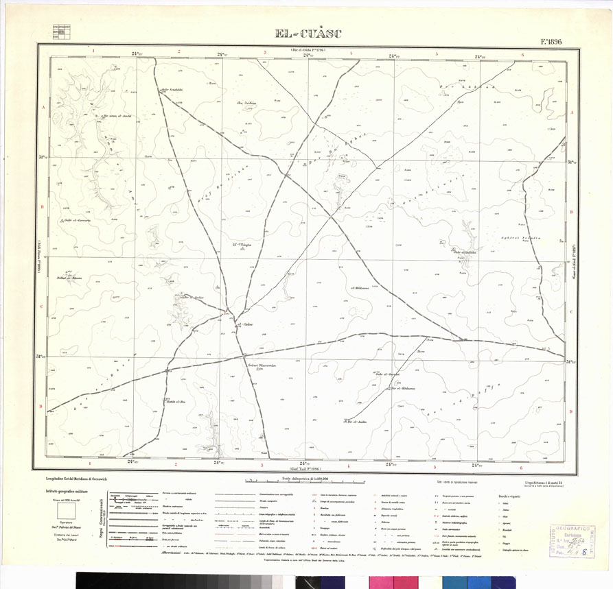 (N:3368) CARTA DELLA LIBIA VARIE EDIZIONI - EL CUASC Foglio 1896 (B0012445) Carte e stampe antiche: riproduzione a colori su carta (formato A1)
