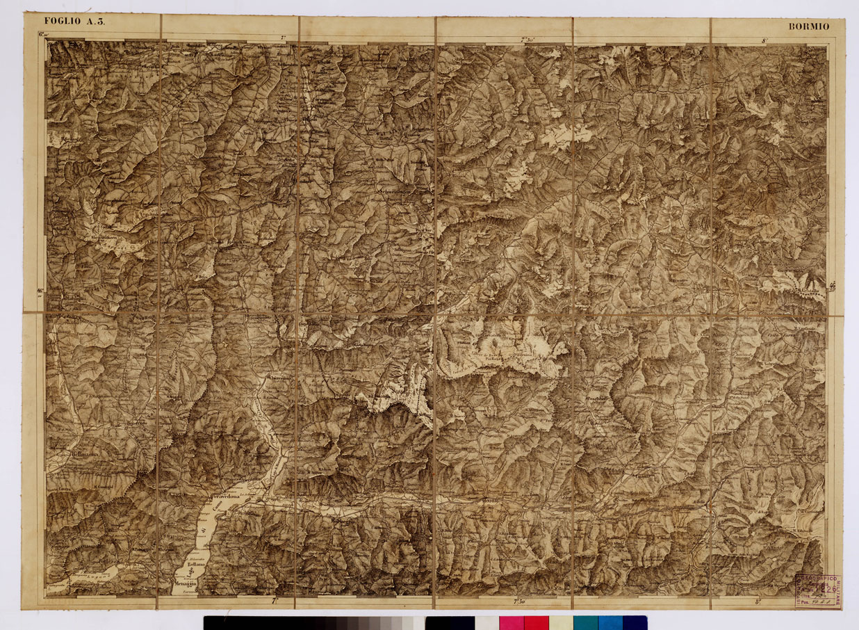 (N:1754) CARTA DEI VERSANTI MERIDIONALI E SETTENTRIONALI DELLE ALPI RETICHE CARNICHE E GIULIE - Foglio A 3 BORMIO (B0012466) Carte e stampe antiche: riproduzione a colori su carta (formato A1)