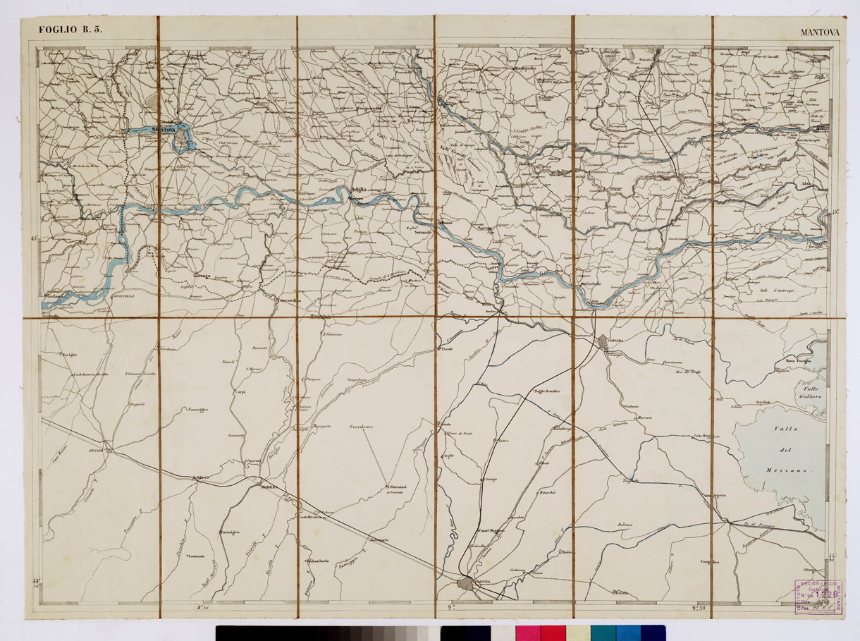 (N:1761) CARTA DEI VERSANTI MERIDIONALI E SETTENTRIONALI DELLE ALPI RETICHE CARNICHE E GIULIE - Foglio B 5 MANTOVA (B0012473) Carte e stampe antiche: riproduzione a colori su carta (formato A1)