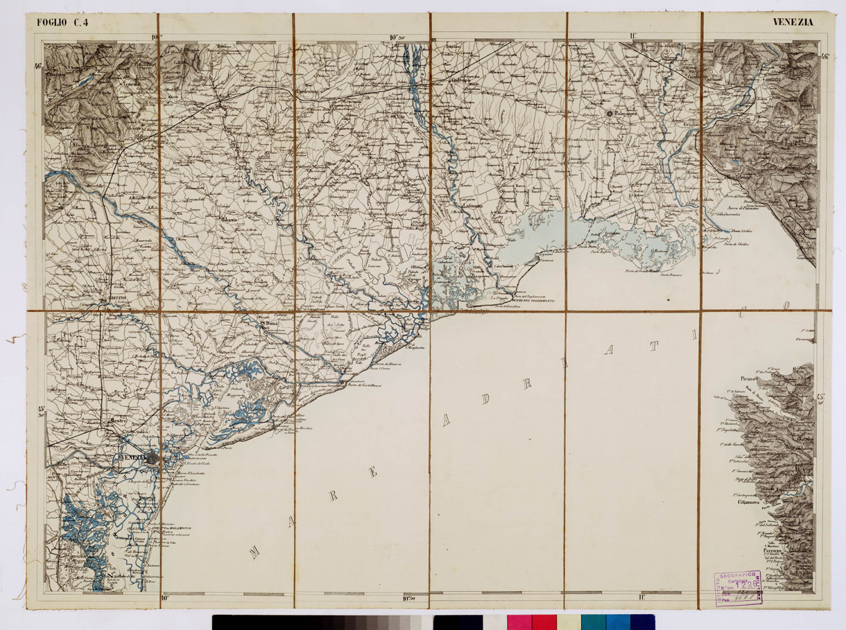 (N:1765) CARTA DEI VERSANTI MERIDIONALI E SETTENTRIONALI DELLE ALPI RETICHE CARNICHE E GIULIE - Foglio C 4 VENEZIA (B0012477) Carte e stampe antiche: riproduzione a colori su carta (formato A1)