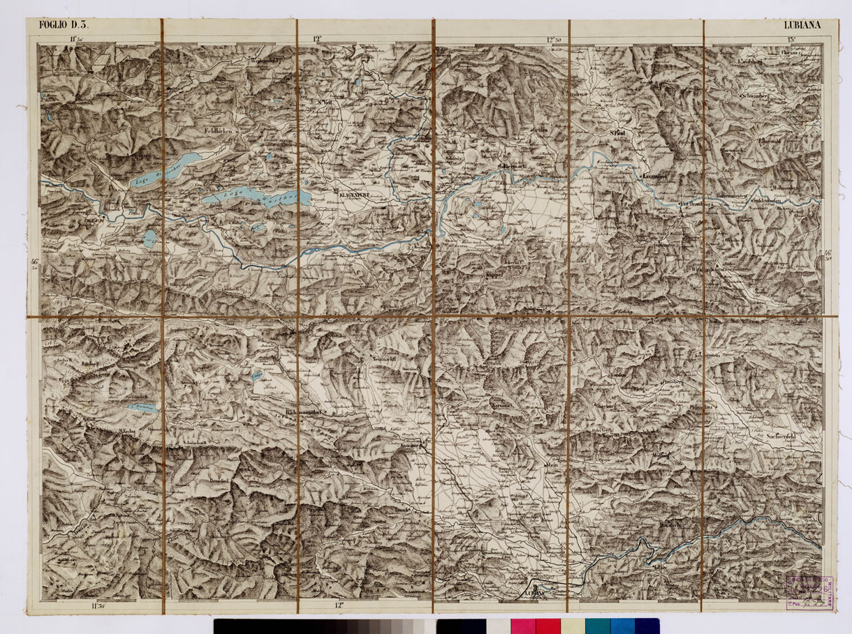 (N:1769) CARTA DEI VERSANTI MERIDIONALI E SETTENTRIONALI DELLE ALPI RETICHE CARNICHE - GIULIE- Foglio D 3 LUBIANA (B0012481) Carte e stampe antiche: riproduzione a colori su carta (formato A1)