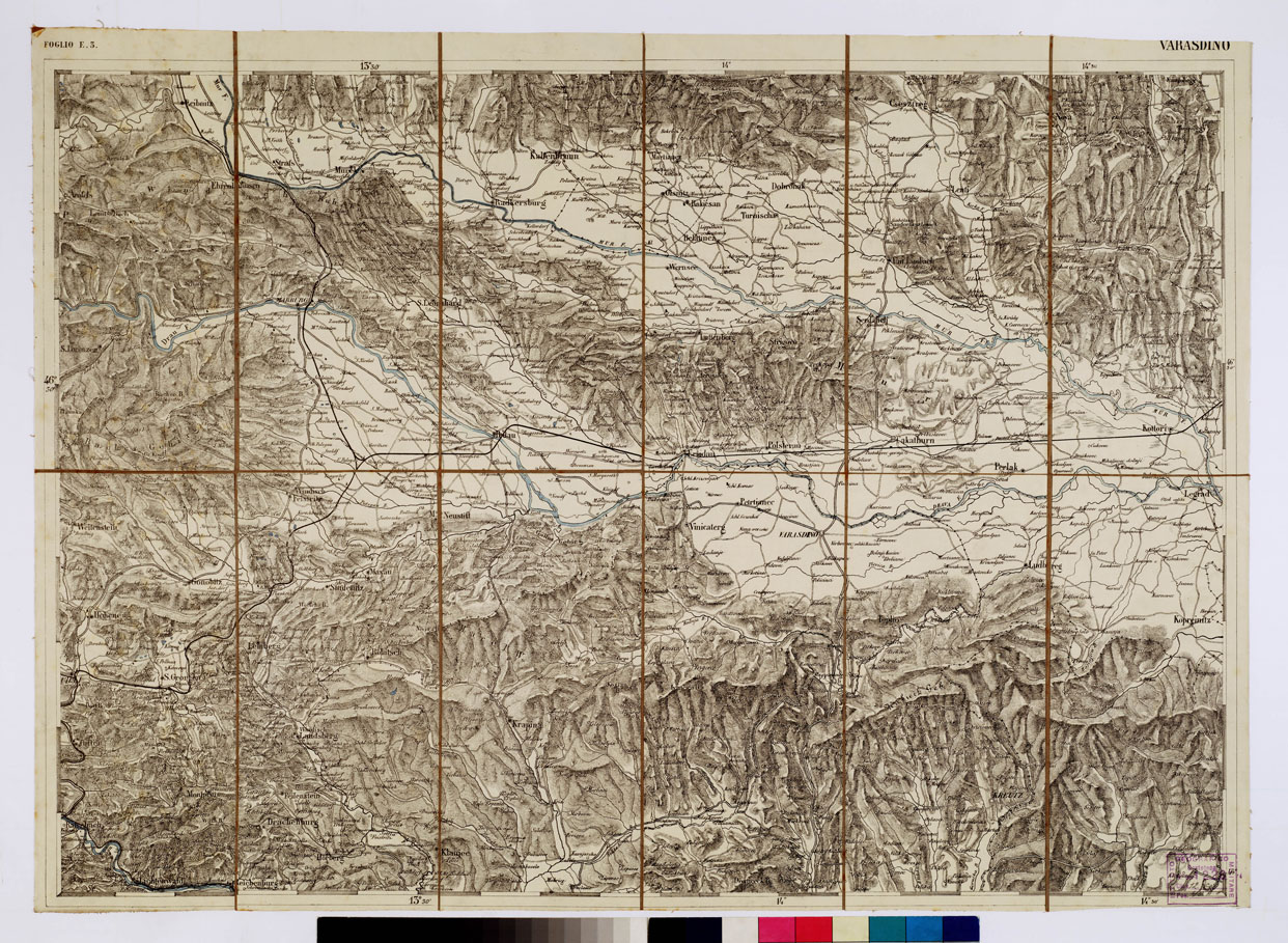 (N:1774) CARTA DEI VERSANTI MERIDIONALI E SETTENTRIONALI DELLE ALPI RETICHE CARNICHE - GIULIE - Foglio E 3 VARASDINO (B0012486) Carte e stampe antiche: riproduzione a colori su carta (formato A1)
