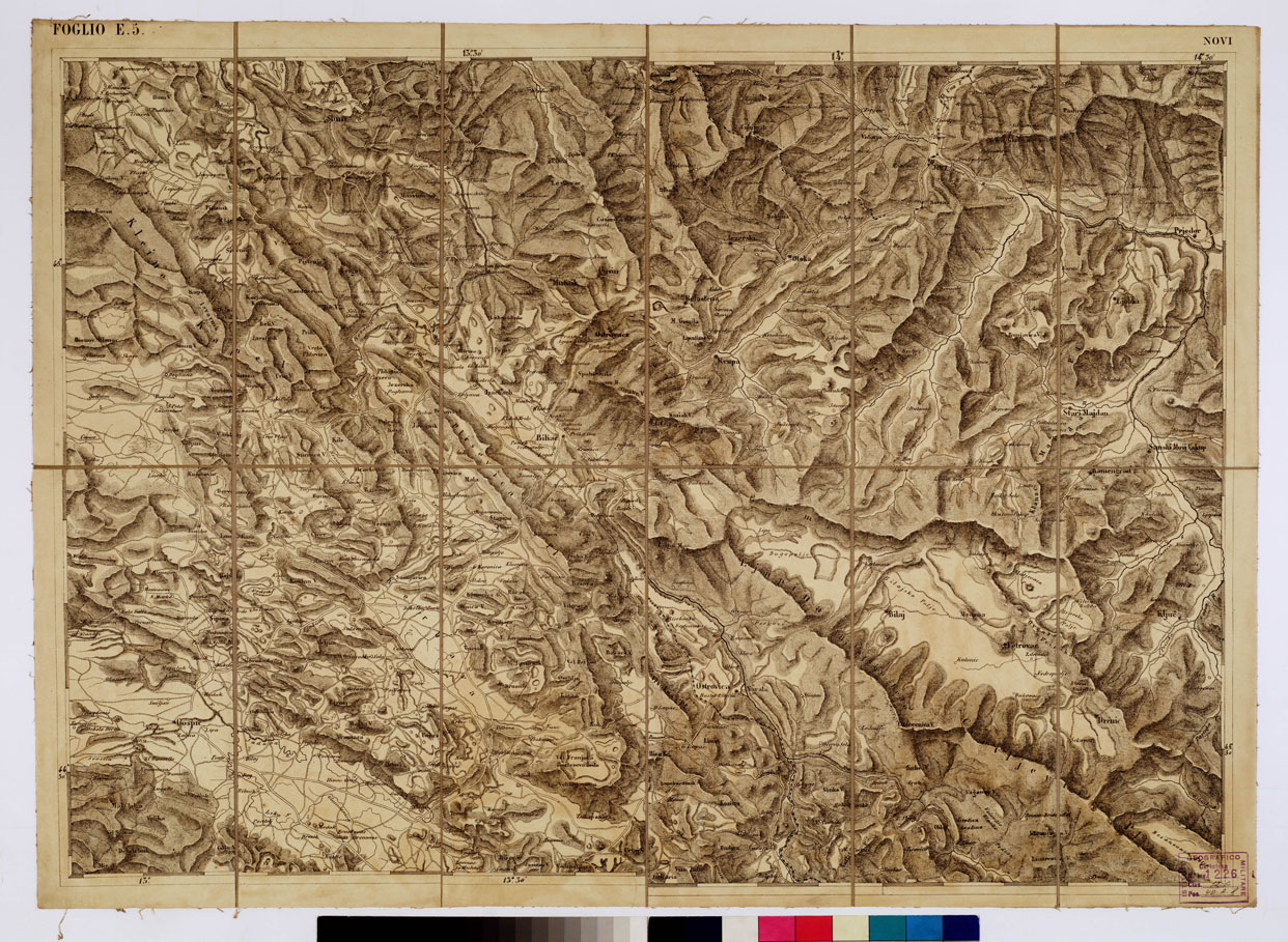 (N:1776) CARTA DEI VERSANTI MERIDIONALI E SETTENTRIONALI DELLE ALPI RETICHE CARNICHE - GIULIE - Foglio E 5 NOVI (B0012488) Carte e stampe antiche: riproduzione a colori su carta (formato A1)