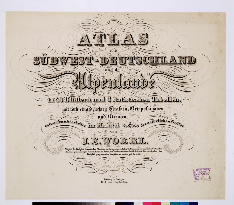 (N:379) ATLAS VON SUDWEST DEUTSCHLAND UND DEN ALPENLANDE - TITOLO (B0012489) Carte e stampe antiche: riproduzione a colori su carta (formato A1)