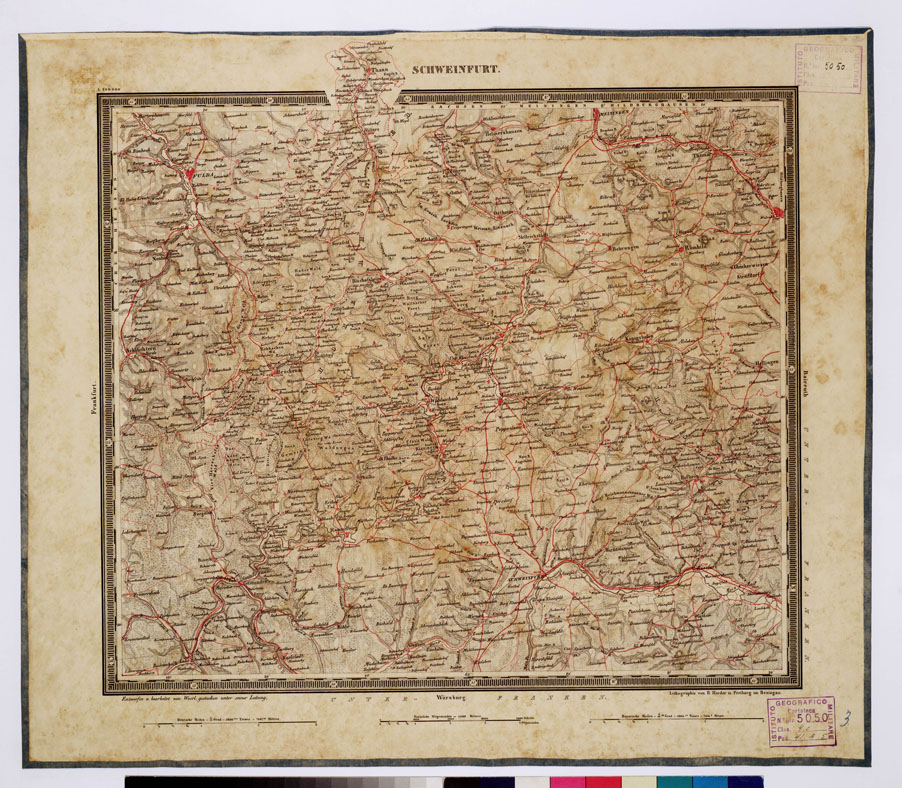 (N:366) ATLAS VON SUDWEST DEUTSCHLAND UND DEN ALPENLAND - SCHWEINFURT 3 (B0012494) Carte e stampe antiche: riproduzione a colori su carta (formato A1)