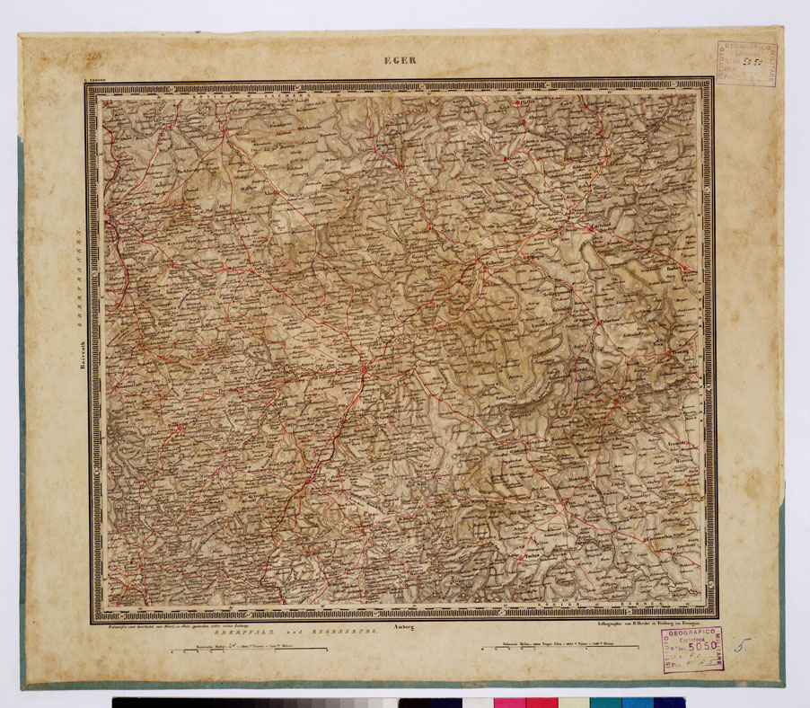 (N:340) ATLAS VON SUDWEST DEUTSCHLAND UND DEN ALPENLAND - FOGLIO 5 - EGER (B0012496) Carte e stampe antiche: riproduzione a colori su carta (formato A1)