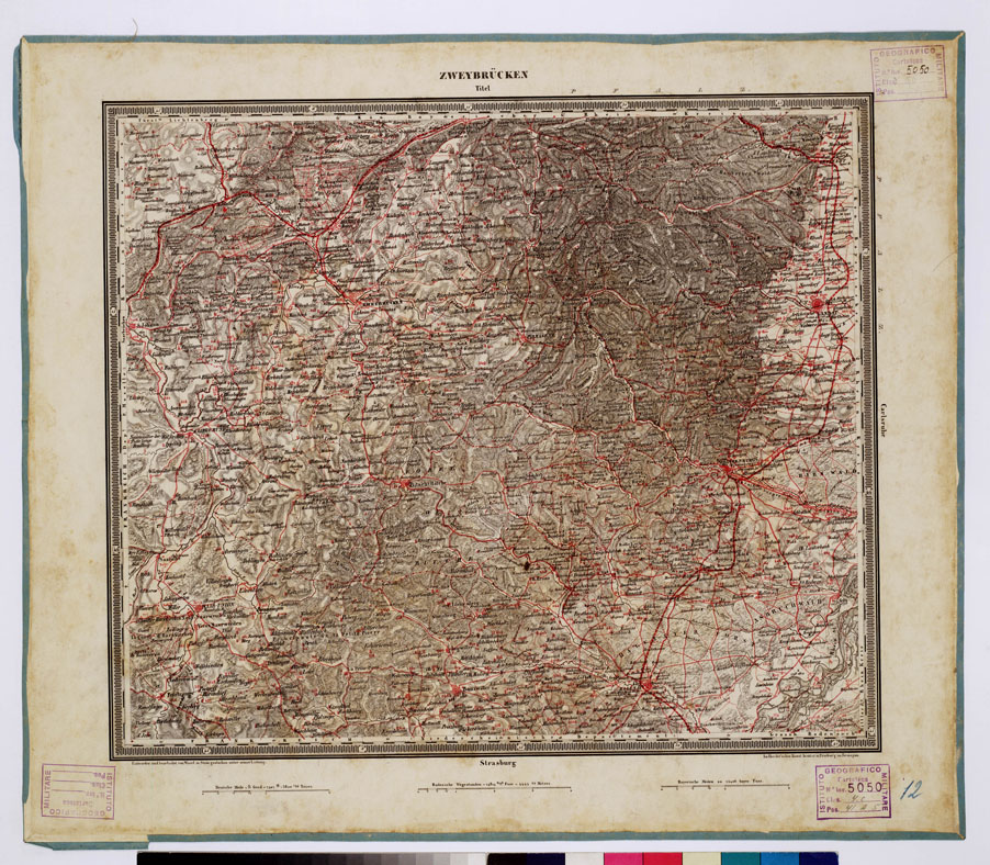 (N:376) ATLAS VON SUDWEST DEUTSCHLAND UND DEN ALPENLAND - FOGLIO 12 - ZWEYBRUCKEN - TITEL (B0012503) Carte e stampe antiche: riproduzione a colori su carta (formato A1)