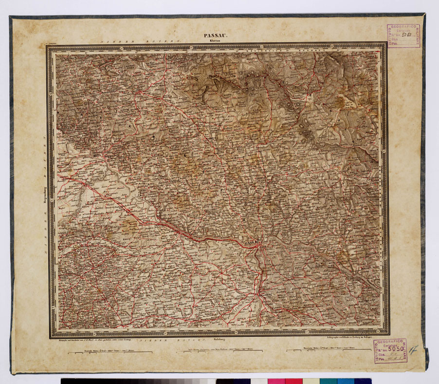 (N:361) ATLAS VON SUDWEST DEUTSCHLAND UND DEN ALPENLAND - FOGLIO 17 - PASSAU - KLATTAU (B0012508) Carte e stampe antiche: riproduzione a colori su carta (formato A1)
