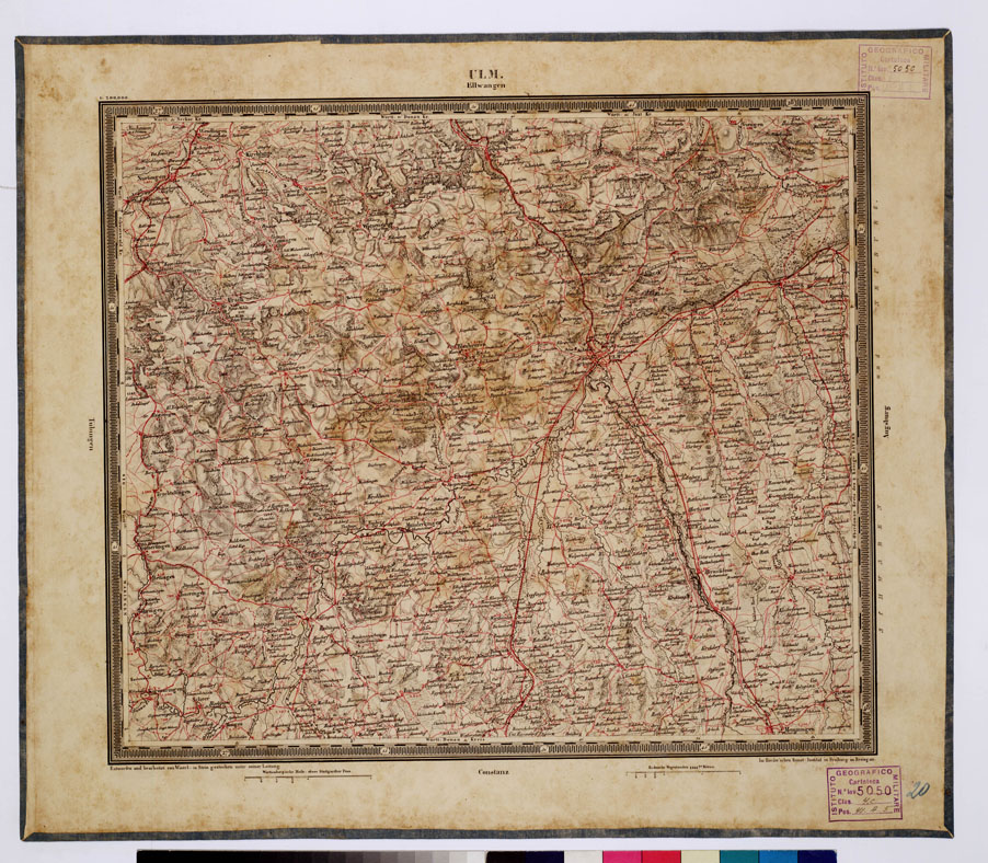 (N:371) ATLAS VON SUDWEST DEUTSCHLAND UND DEN ALPENLAND - FOGLIO 20 - ULM - ELLWANGEN (B0012511) Carte e stampe antiche: riproduzione a colori su carta (formato A1)