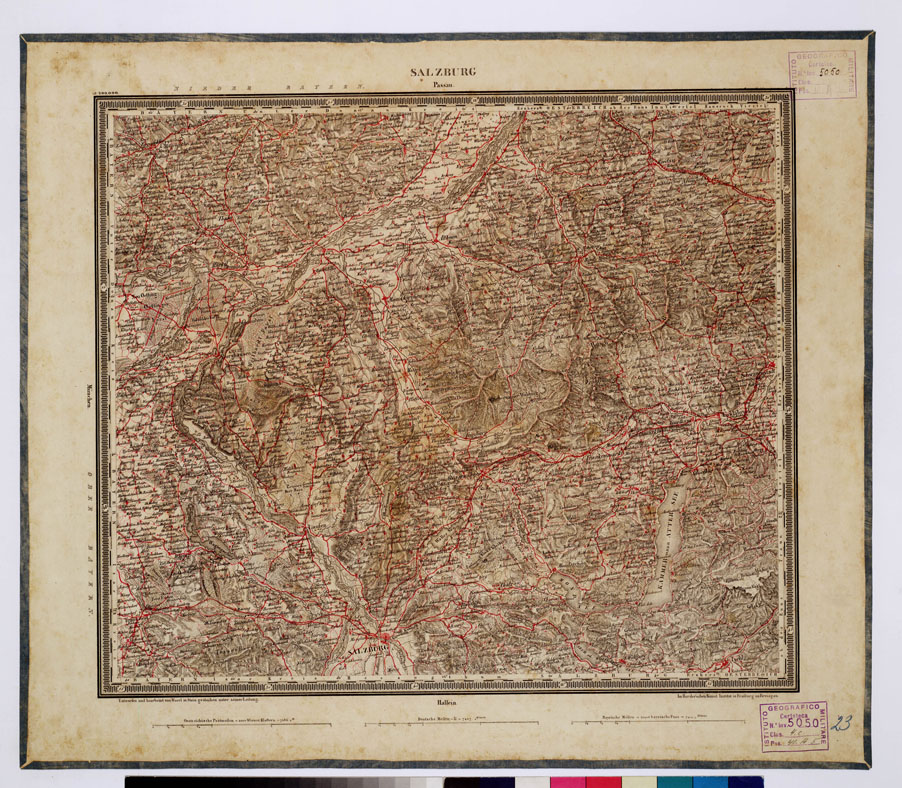 (N:364) ATLAS VON SUDWEST DEUTSCHLAND UND DEN ALPENLAND - FOGLIO 23 - SALZBURG - PASSAU (B0012514) Carte e stampe antiche: riproduzione a colori su carta (formato A1)