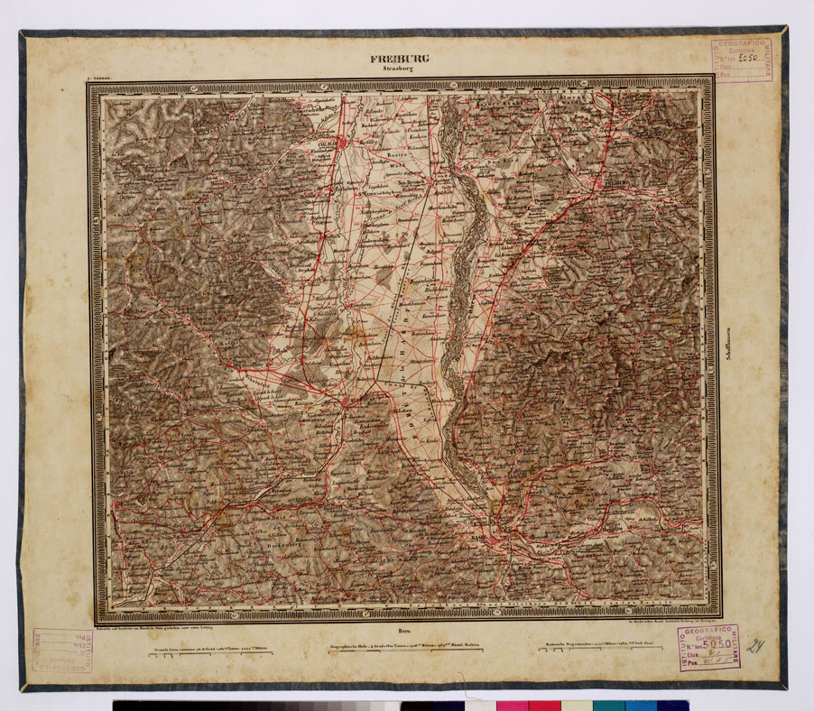 (N:343) ATLAS VON SUDWEST DEUTSCHLAND UND DEN ALPENLAND - FOGLIO 24 - FREIBURG - STRASBURG 24 (B0012515) Carte e stampe antiche: riproduzione a colori su carta (formato A1)
