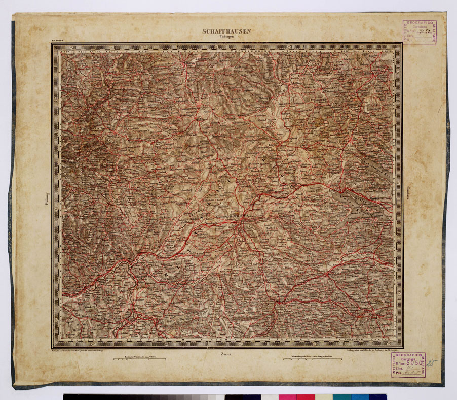 (N:365) ATLAS VON SUDWEST DEUTSCHLAND UND DEN ALPENLAND - FOGLIO 25 - SCHAFFHAUSEN - TUBINGEN (B0012516) Carte e stampe antiche: riproduzione a colori su carta (formato A1)